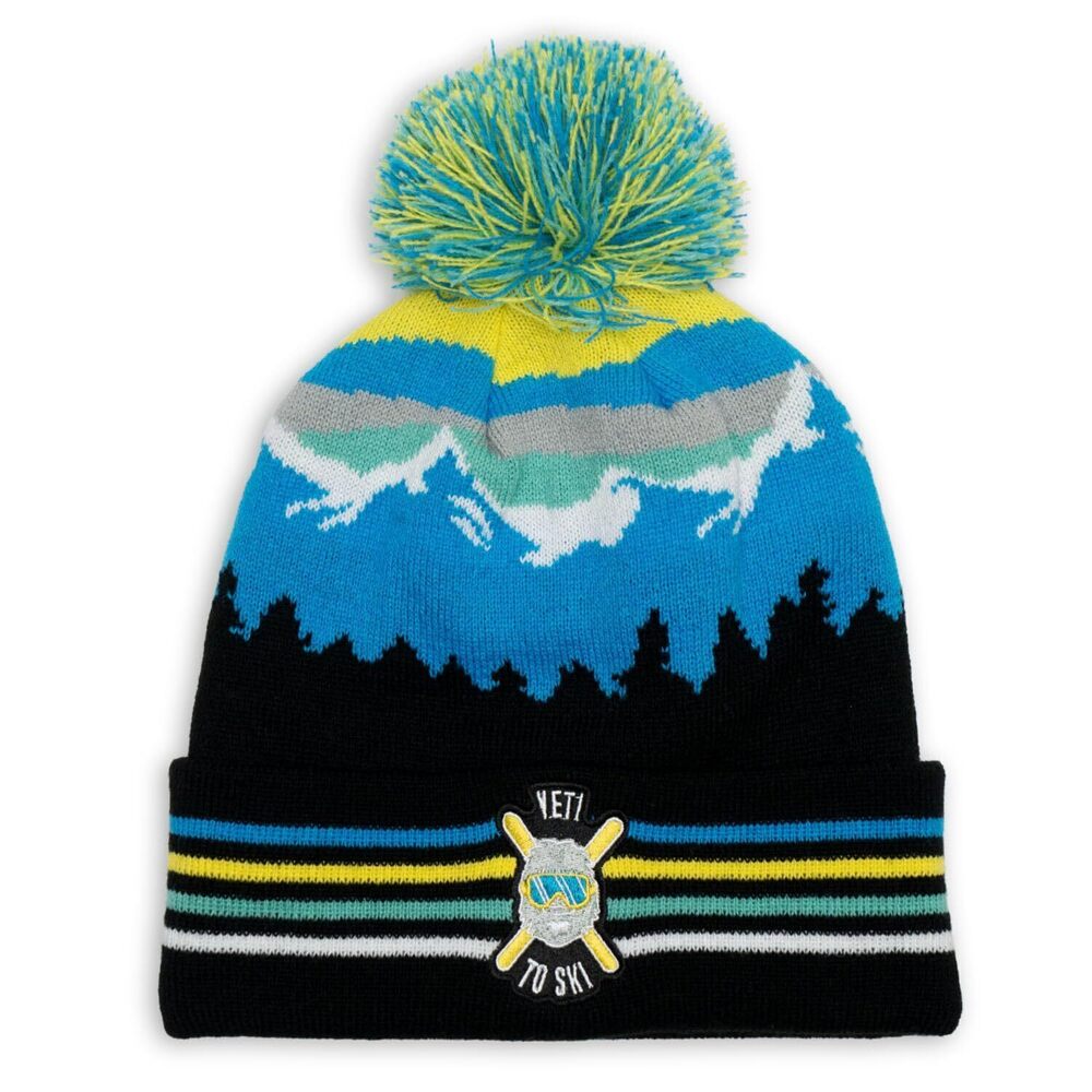 8588 Skiing Knitted Beanie Hat | Yeti to Ski Pom Beanie